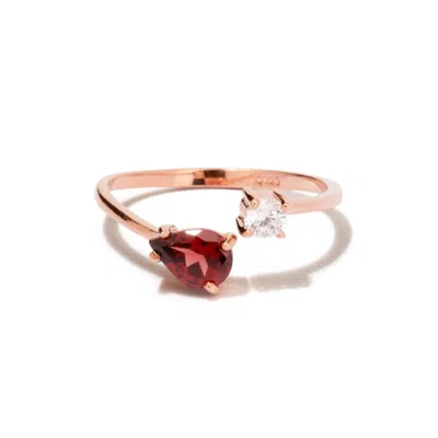 Little Sky Stone Women's Rose Gold / Red Garnet Serpentine Rose Gold Ring
