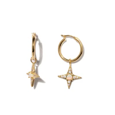 Little Sky Stone Women's Stellar Gold Opal Mini Hoop Earrings