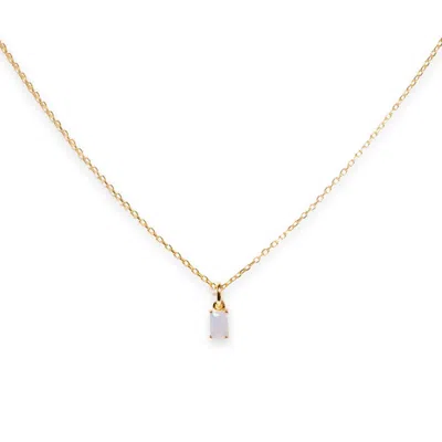 Little Sky Stone Women's White Baguette Moonstone June Birthstone Necklace
