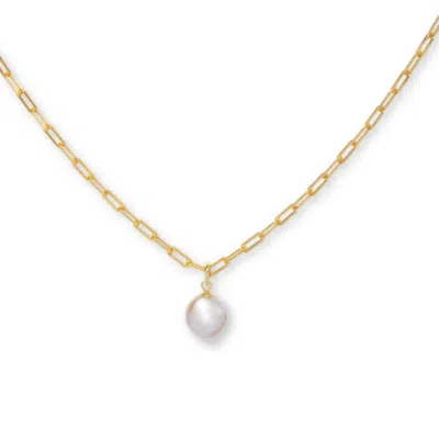 Little Sky Stone Women's White Round Baroque Pearl Necklace