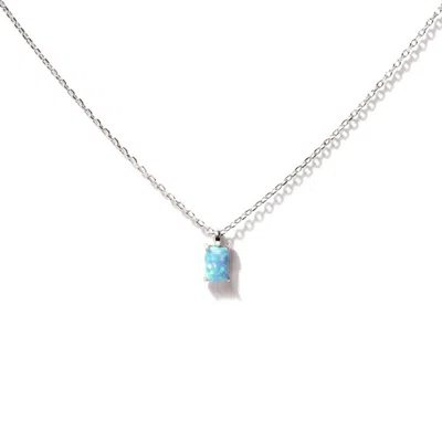 Little Sky Stone Women's White Tiny Baguette Opal Sterling Silver Necklace