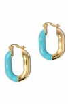 Little Sky Stone Zoey Enamel Hoop Earrings In Turquoise