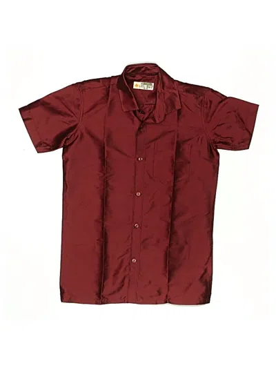Pre-owned Little Stars Kids' Short Sleeve Button Down Shirt In Burgundy