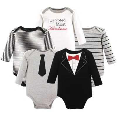 Little Treasure Babies'  5pk Long Sleeve Bodysuits In Black