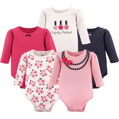 Little Treasure Babies'  Essential 5-pack Long-sleeve Bodysuits In Pink