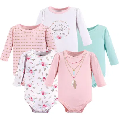 Little Treasure Babies'  Essential 5-pack Long-sleeve Bodysuits In Multi