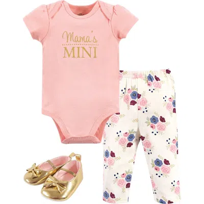 Little Treasure Babies'  Little One's Cotton Outfit Set Bodysuit, Pants, And Matching Shoes In Multi