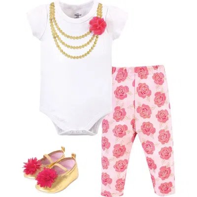 Little Treasure Babies'  Little One's Cotton Outfit Set Bodysuit, Pants, And Matching Shoes In Multi
