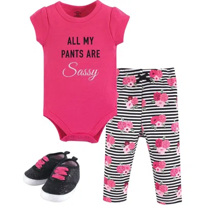 Little Treasure Babies'  Little One's Cotton Outfit Set Bodysuit, Pants, And Matching Shoes In Multi