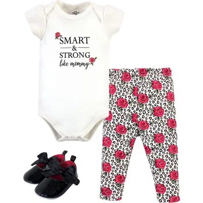 Little Treasure Babies'  Little One's Cotton Outfit Set Bodysuit, Pants, And Matching Shoes In Multi