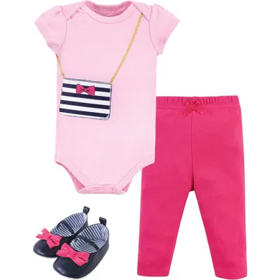 Little Treasure Babies'  Little One's Cotton Outfit Set Bodysuit, Pants, And Matching Shoes In Multi