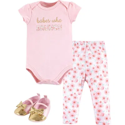 Little Treasure Babies'  Little One's Cotton Outfit Set Bodysuit, Pants, And Matching Shoes In Multi