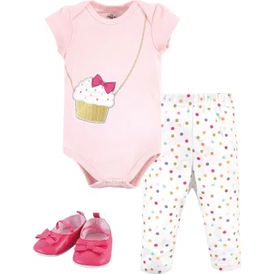 Little Treasure Babies'  Little One's Cotton Outfit Set Bodysuit, Pants, And Matching Shoes In Multi