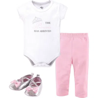 Little Treasure Babies'  Little One's Cotton Outfit Set Bodysuit, Pants, And Matching Shoes In Pink