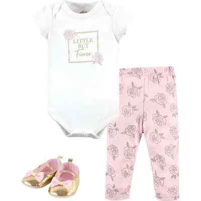 Little Treasure Babies'  Little One's Cotton Outfit Set Bodysuit, Pants, And Matching Shoes In Red