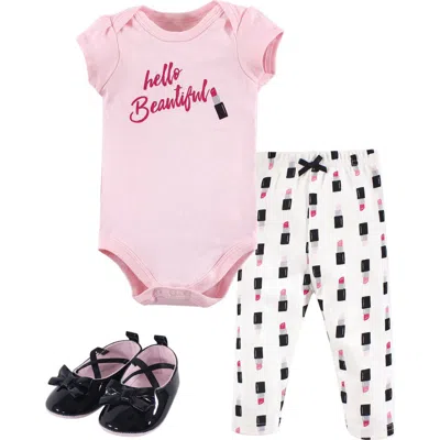 Little Treasure Babies'  Little One's Cotton Outfit Set Bodysuit, Pants, And Matching Shoes In Red