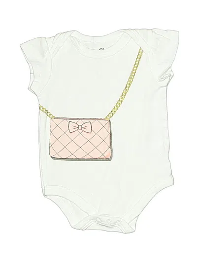 Pre-owned Little Treasure Babies' Short Sleeve Onesie In White