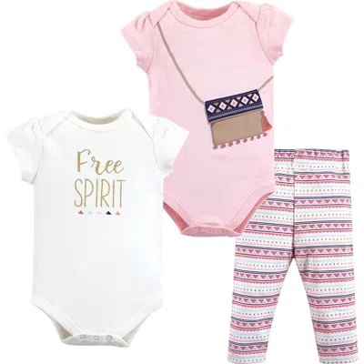 Little Treasure Babies'  Soft Cotton Two-piece Outfit Bodysuit & Pants In Multi