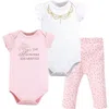 Little Treasure Babies'  Soft Cotton Two-piece Outfit Bodysuit & Pants In Pink