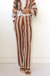 Little Trendy Coastal Crochet Pants In Khaki In Multi