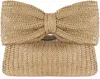 Little Trendy Women's Bow Straw Handbag In Tan In Multi