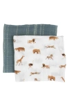 Little Unicorn 2-pack Organic Cotton Muslin Swaddle Blanket In Animal Crackers