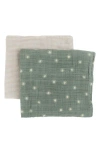 Little Unicorn 2-pack Organic Cotton Muslin Swaddle Blanket In Sage Suns