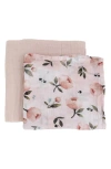 Little Unicorn 2-pack Organic Cotton Muslin Swaddle Blanket In Watercolor Floret