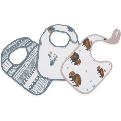 Little Unicorn Kids'  3-pack Classic Cotton Muslin Bibs In Bison