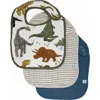 Little Unicorn Kids'  3-pack Classic Cotton Muslin Bibs In Dino Friends 2