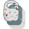 Little Unicorn 3-pack Classic Cotton Muslin Bibs In Farmyard