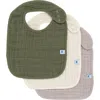 Little Unicorn Kids'  3-pack Classic Cotton Muslin Bibs In Fern 2