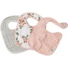 Little Unicorn Kids'  3-pack Classic Cotton Muslin Bibs In Watercolor Roses