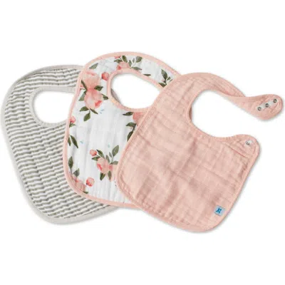 Little Unicorn Kids'  3-pack Classic Cotton Muslin Bibs In Watercolor Roses