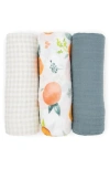 Little Unicorn 3-pack Organic Cotton Muslin Swaddle Blankets In Georgia Peach 2