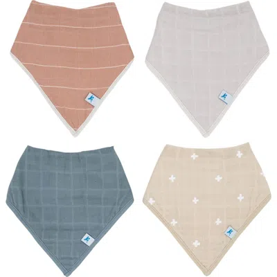 Little Unicorn Kids'  4-pack Fleece & Cotton Muslin Bandana Bib In Mauve Stripe