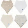 Little Unicorn Kids'  4-pack Fleece & Cotton Muslin Bandana Bib In Taupe Cross
