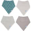 Little Unicorn Kids'  4-pack Fleece & Cotton Muslin Bandana Bib In Wallflower