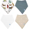 Little Unicorn Kids'  4-pack Fleece & Cotton Muslin Bandana Bib In Woof