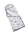 Little Unicorn Baby Boys Animal Print Muslin And Terry Hooded Towel In Shark