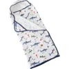 Little Unicorn Cotton Muslin & Terry Hooded Towel In Blue