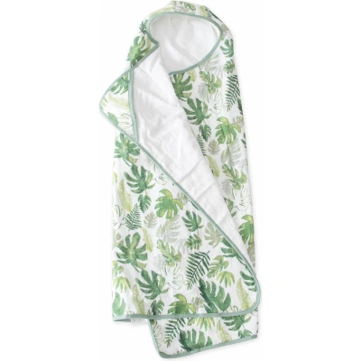 Little Unicorn Cotton Muslin & Terry Hooded Towel In Green