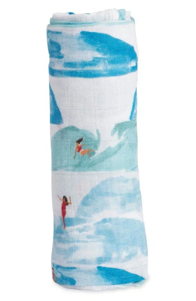 Little Unicorn Kids' Cotton Muslin Swaddle Blanket In Surf