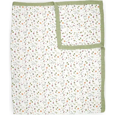 Little Unicorn Kids' Cotton Muslin Quilted Throw In Green