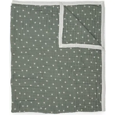 Little Unicorn Organic Cotton Muslin Quilted Throw In Green