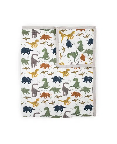 Little Unicorn Unisex Cotton Muslin Quilted Throw - Baby In Dino Friends