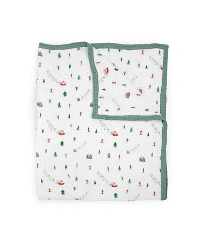 Little Unicorn Unisex Cotton Muslin Quilted Throw - Baby In Powder Party