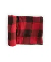 Little Unicorn Unisex Cotton Muslin Swaddle Single Blanket In Red Plaid