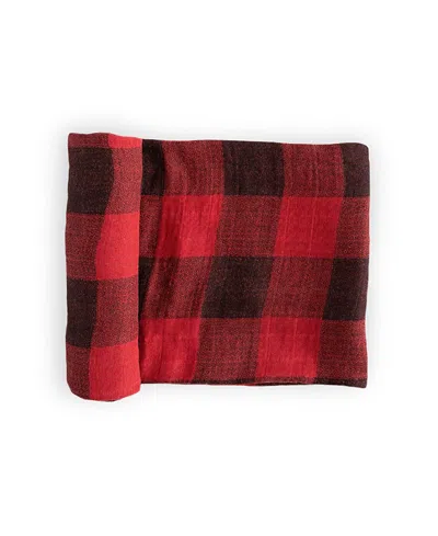 Little Unicorn Unisex Cotton Muslin Swaddle Single Blanket In Red Plaid