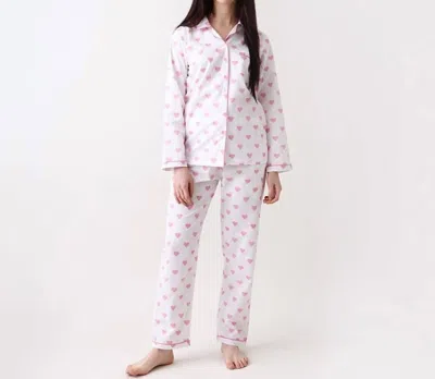 Little West Street Love Pajama Set In White/ Pink